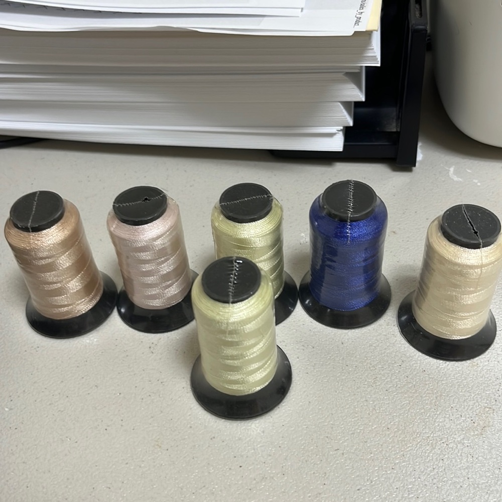 EMBROIDERY thread NEW colors: NAVY, creams, taupes, & beiges. Polyester 100%